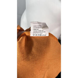 Orange Ribbed High-Waisted Midi Skirt with Tie Detail, Size M